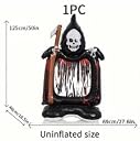 AMFIN (Pack of 1) Self-Standing Foil Balloon 50 Inch Halloween Ghost Grim Reaper Balloon Hollow – Giant Halloween Inflatable Decoration with Scythe – Black gallery image