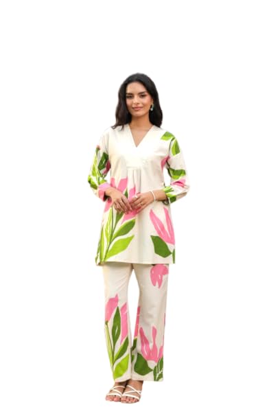 jisora Women's Off-white Printed Cotton Flex Co-Ord Set-picture-38