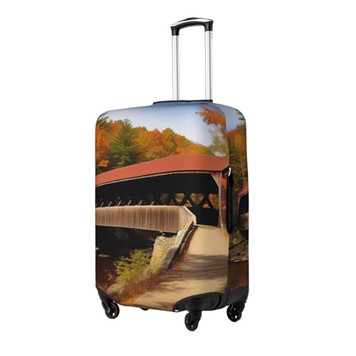 Travel Luggage Cover for Suitcase Tsa Approved, Washable Elastic Suitcase Protector, Albany Covered Bridge Suitcase Cover Anti-scratch Baggage Cover Fits 22-24 Inch Luggage Sleeve Small2