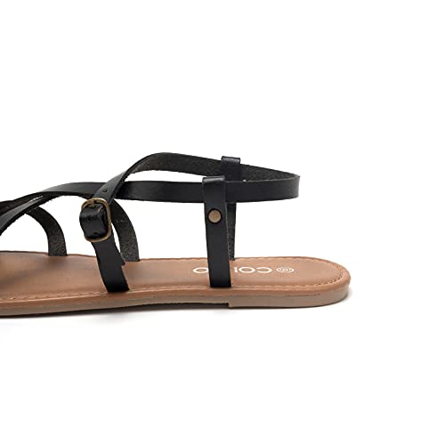 Image of Colgo Women's Summer Strappy Flat Sandals, Adjustable Casual Fisherman Sandal with Open Toe Slingback Gladiator Sandals