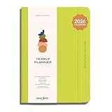 Anecdote 2026 Planner: 52 Week Daily Planner, Yearly, Monthly & Weekly Workflow for Planning Your Success – Vegan Leather Hardcover, Start Anytime & Achieve your Goals - Neon Yellow