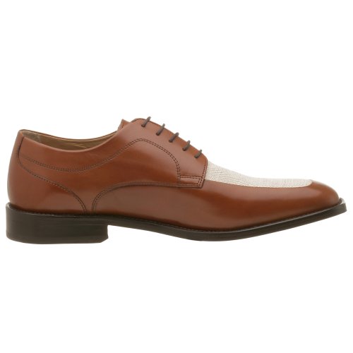 Image of Florsheim Men's Norton Linen Moc Toe Oxford,Cognac Lthr /Lin Plug,10 EEE