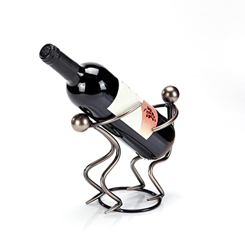 Aayla Tabletop Wine Rack - Metallic Silver Freestanding Countertop Figurine Wine Bottle Holder,...