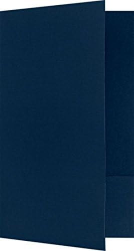 LUXPaper 9 x 14.5 Presentation Folders | Legal Size | Two Pocket | Nautical Blue Linen | 100lb. Cover | 25 Qty