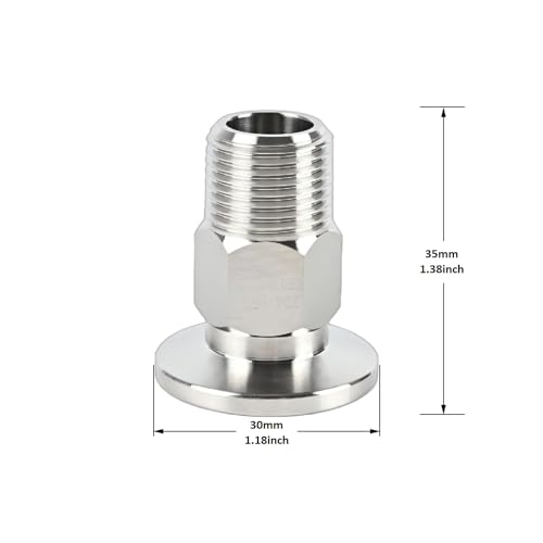 Image of SS304 KF16 NPT Male Adaptor thread 3 /8 inch NW16 KF Male coupling ISO-KF16 X NPT 3 /8 inch