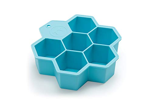 Image of Outset 76634 Large Hexagon Silicone Ice Cube Tray, 7-Cell, Blue
