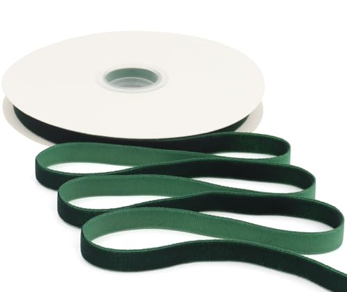 RIUNBB Dark Green Velvet Ribbon 3/8 Inch X 12 Yards Christmas Ribbon for Gift Wrapping Christmas Ornaments Crafts Home Décor