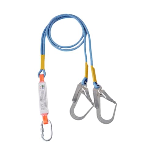 Oshhni Arnés de con cordón y gancho, herramienta de protección contra caídas, 2 m. de protección práctico para adultos en actividades al, Doble Gancho