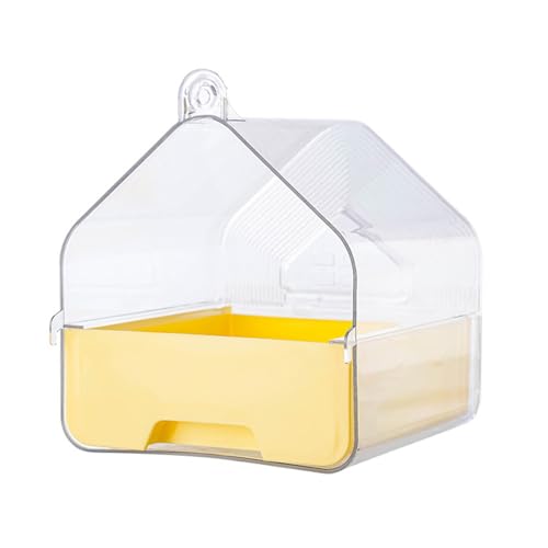 Cage de bain pour oiseaux spacieuse et transparente avec tiroir
