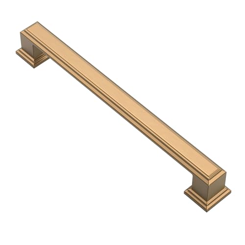 Alzassbg 10 Pack Champagne Bronze Cabinet Pulls, 6-1/4 Inch(160mm) Hole Center Cabinet Handles Kitchen Pulls for Cabinets and Drawer AL3071TGP