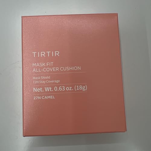 Image of TIRTIR Mask Fit All Cover Pink Cushion Foundation | High coverage, Velvety Matte Finish, Lightweight, Flawless, Corrects Redness, Korean Cushion (#27N Camel, Full Size, 0.63 Fl Oz)