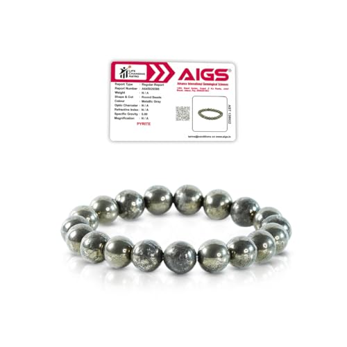 Image of Natural Pyrite Bracelet for Men & Women | Certified 8mm-10mm Beads | Prosperity Energy, Confidence & Protection | by Acharya Lavbhushan Ji