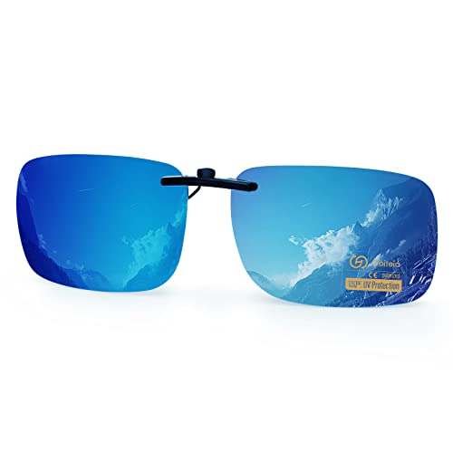Image of Goiteia Polarized Flip up Clip on Sunglasses over Prescription Glasses for Men Women-Upgraded No Blue Glare