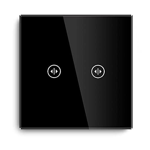 Ymnilian Interruptor Tactil, Interruptor Tactil Pared 1 Gang 1 Way 2 Way Touch Interruptor con Socket Standard Wall Socket 3 Colores Panel de Vidrio 157mm Toque Interruptor de luz(White,1 Way_1)