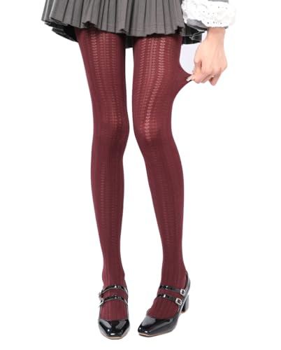 Image of Mrotrida Women's Heart Pattern Tights Elastic Jacquard Love Heart Pantyhose Stockings