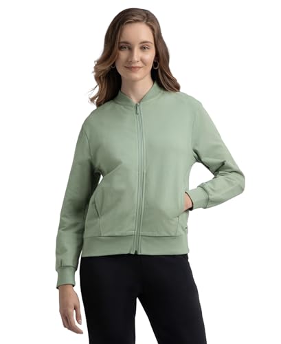 Image of Jockey A111 Women Super Combed Cotton French Terry Drop Shoulder Styled Jacket with Ribbed Cuff and Hem