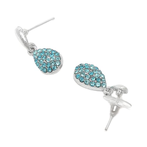 Image of ZENEME Oxidised Silver-Plated Cubic Zirconia Studded Teardrop Shaped Necklace With Earrings Jewellery Set For Girls and Women