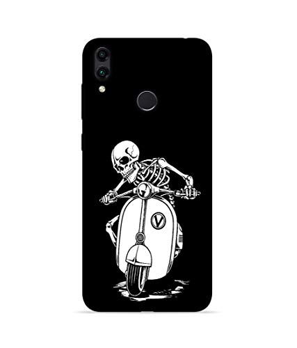 Image of Silence Printed The Shield of Man Driving White Scooter Designer Hard Back Case Cover for Huawei Honor 8C