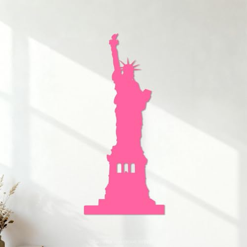 silhouette de la statue de la liberté Stickers muraux 30x67.6cm Auto-adhésif Rose