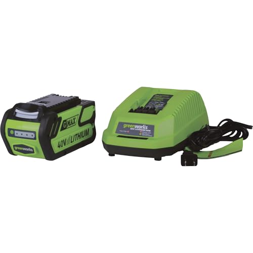 Greenworks 40V 10\" Cordless Tiller / Cultivator, 4.0Ah Battery and Charger Included, Green