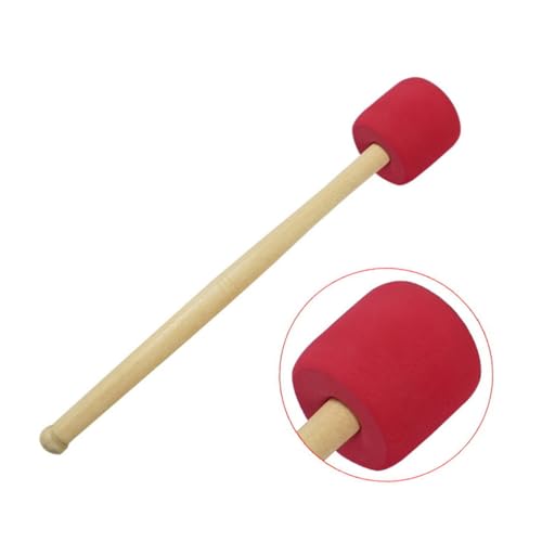 Baqueta para bombo con mango de madera y cabeza acolchada de goma, color rojo miniatura 3