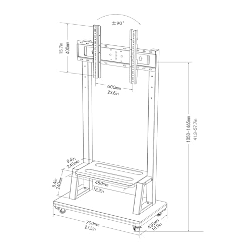 Soporte para TV portátil con ruedas y giro miniatura 2