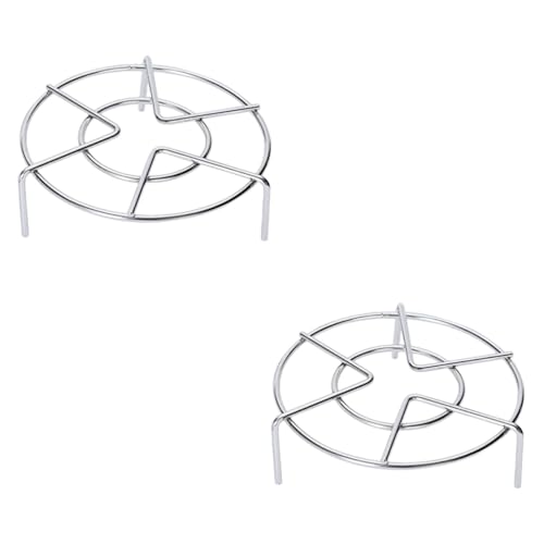 Amosfun 2pcs Egg Steamer Tray Pot Rack Stainless Steel Three Leg Steamer Rack Hook Dishes Bracket Kitchen Cooking Accessories