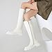 TEAIEUI Women's Knee High Boots Fashion Platform Lug Sole Tall Riding Boots Comfortable Stretch Calf Dress Long Boots Beige 6