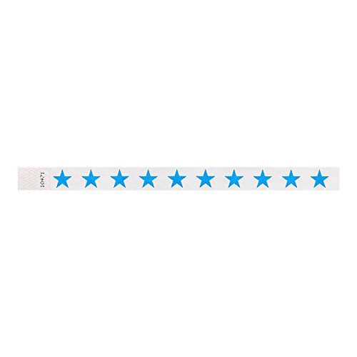 Image of 500 WristCo Blue Stars Tyvek Wristbands for Events - Comfortable Tear Resistant Paper Bracelets ID Wrist Bands for Concerts Festivals Admission Party Identification Tours