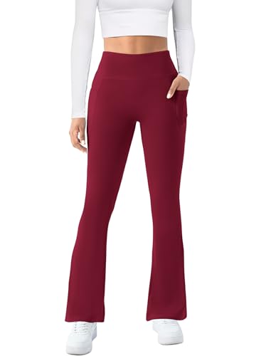 Image of COPYLEAF Womens Yoga Pants with Pockets High Waisted Flare Leggings Bell Bottom Yoga Dress Pants Seamless Bootcut Pants