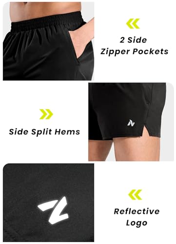 Nepest Men's 3" Running Short with Liner Quick Dry Lightweight Athletic Workout Gym Shorts with Zipper Pocket4