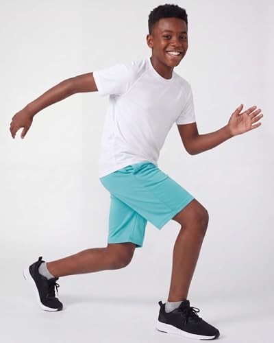 Image of Real Essentials 5 Pack: Boys' Dry Fit Basketball Shorts for Youth Kids Teens - Athletic Running Soccer Sports with Pockets