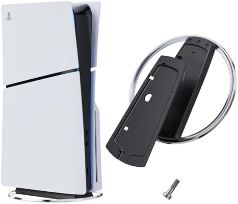 （14:00時点） PS5/PS5 Slim/PS5 Pro 縦置きスタンド, For PlayStation 5 専用, PS5スタ ンド, 合金製・転倒防止・地震対策・放熱対策・傷付き防止, 簡単取り付け, PS5 Slim/PS5 Pro対応 PS5 周辺機器, 2ネジ 日本語取扱説明書付き(ブラック)
