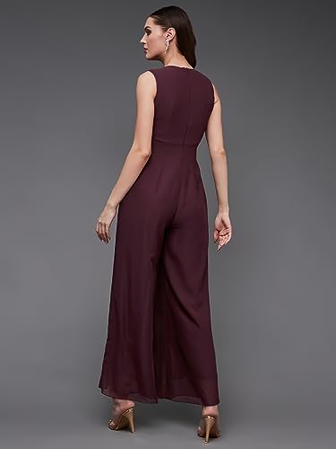 Image of Miss Chase Women's Keyhole Neck Regular Sleeve Regular Length Jumpsuit with Pockets