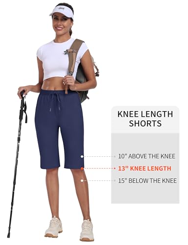 MoFiz Womens 13" Knee Length Hiking Shorts Quick Dry Water Resistant Athletic Travel Golf Bermuda Shorts with 3 Pockets4