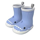 [ANGELCITY] レインブーツ 長靴 キッズ レインシューズ ベビー 防水靴 滑り止め ブーツ 可愛い動物デザイン サメ 子供用 軽量 柔らか 男の子 女の子 通園 通学 保育園 幼稚園 誕生日 プレゼント 晴雨兼用 (ブルー, 16 cm)