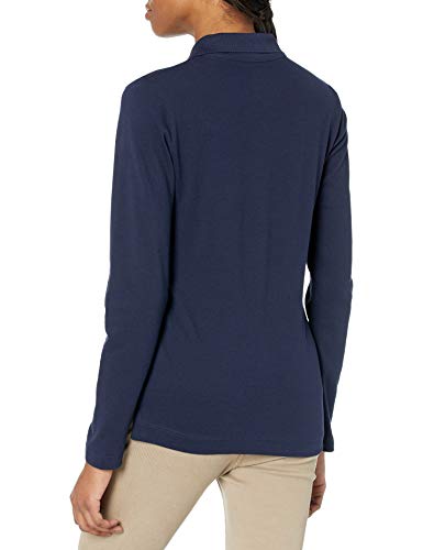 Lee Uniforms Junior's Long Sleeve Stretch Pique Polo Shirt, Navy, Large