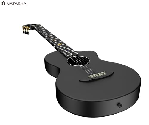Image of Natasha Carbon Fiber Acoustic Guitar, 38-inch Nylon-string Guitarra,Durable 6-string Ultra-thin Guitar for Beginners (Black)