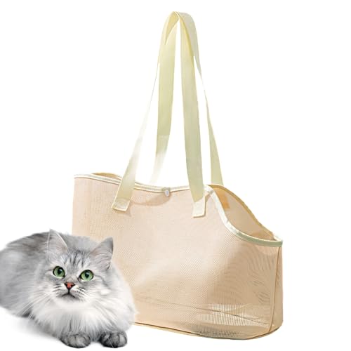 散歩用の猫を運ぶ、ペットの外出ショルダーバッグ | バッグの小型犬をキャリー - 屋外演奏のためのアンチエスケープ通気性ネット軽量子犬スリングパック
