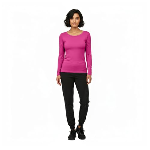 Image of Natural Uniforms Women's Long Sleeve Underscrub T-Shirt - Cotton Blend Scrub Base Layer for Nurses & Medical Professionals