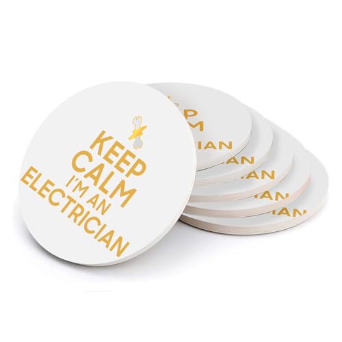 Sous-verres céramique absorbants 108mm avec impression haute définition Keep Calm Electricien - 2