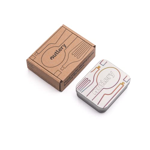 Outlery | Portable & Reusable Stainless Steel Travel Cutlery Set and Reusable Chopsticks (Rainbow) Pocket Sized Cutlery Set