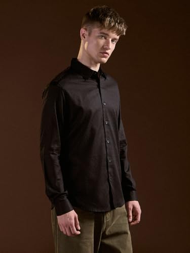 Image of THE BEAR HOUSE Men's Pure Cotton Solid Slim Fit Shirt