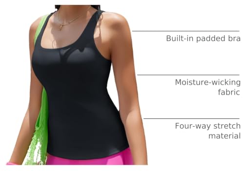 Image of RUNNING GIRL Workout Tops for Women,Racerback Tank Tops with Built in Bras,Padded Sports Bra Yoga Tank Athletic Tops
