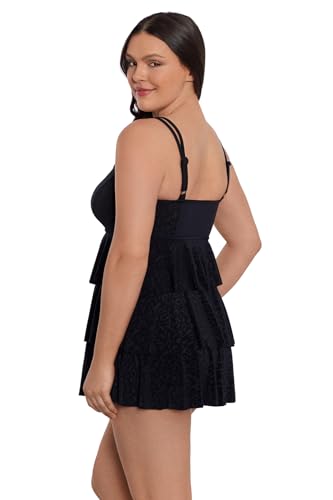 Longitude Women's Plus Swimwear Triple Tier Long Torso One Piece Swimdress2