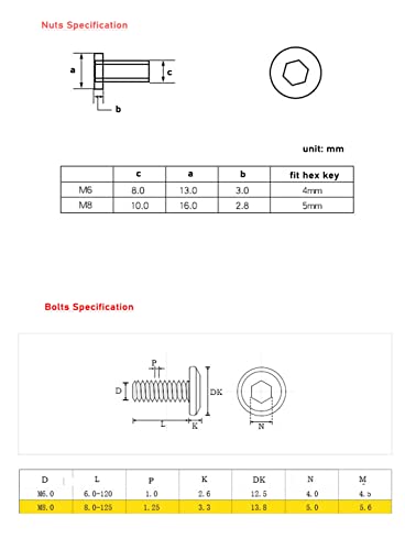 Binifimux 100Pcs M6X15Mm/20Mm/25Mm/30Mm/35Mm Rivet Countersunk Hex Socket Cap Bolts And Hex Head Barrel Nuts Assortment Kit For Furnitures Cribs Chairs, Nickel Plated thumb #1