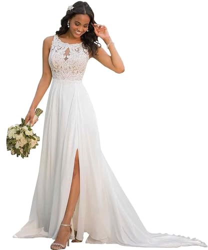SOB Women's Jewel Chiffon A-line Beach Bridal Dress 2025 Boho Lace Applique Wedding Dresses