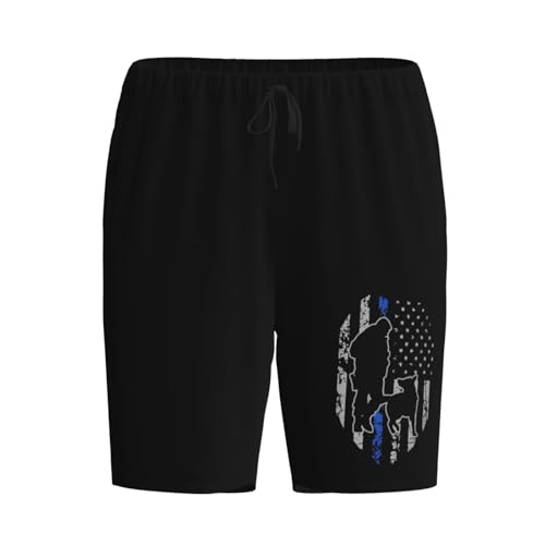 Police K-9 Thin Blue Line Pajama Shorts for Men, Men's Pajama Bottoms, Sleepwear for Summer2