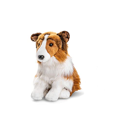 Uni-Toys - Langhaarcollie, sitzend - Gesicht weiß-braun - 27 cm (Höhe) - Plüsch-Hund, Collie, Haustier - Plüschtier, Kuscheltier