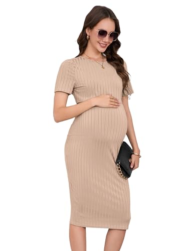 YesFashion Umstandskleid Sommer 2-teilig Set Schwangerschaftskleid Kurzarm Ärmelloses Kleid + Kurzes Oberteil Stillkleid Schwangerschafts Etuikleid...